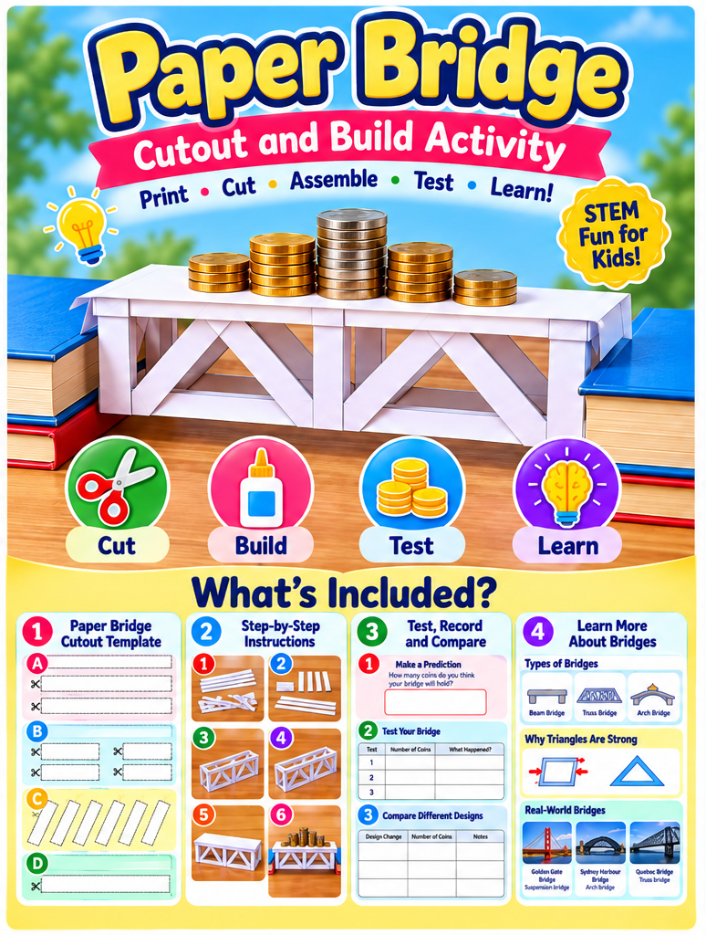 Paper Bridge Cut & Build Activity